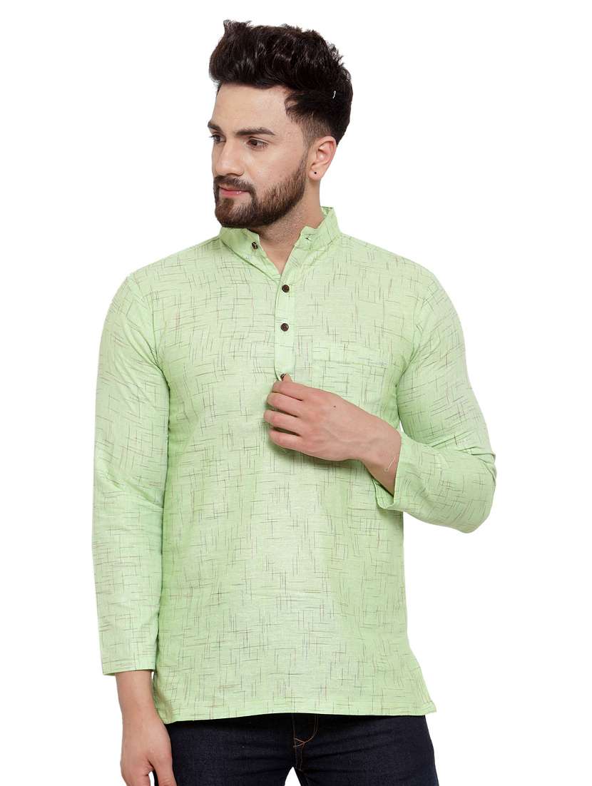 mandarin neck printed short kurta