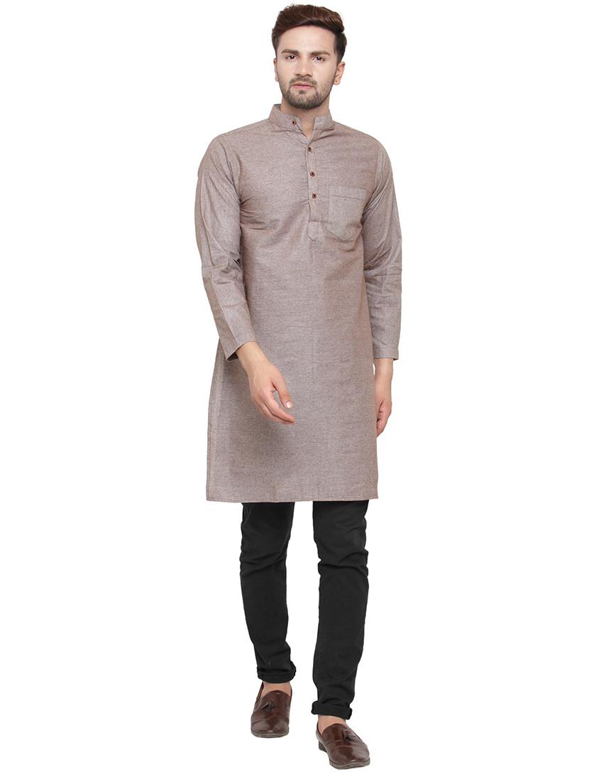 mandarin neck solid kurta - 19814454 - Zoom Image - 0