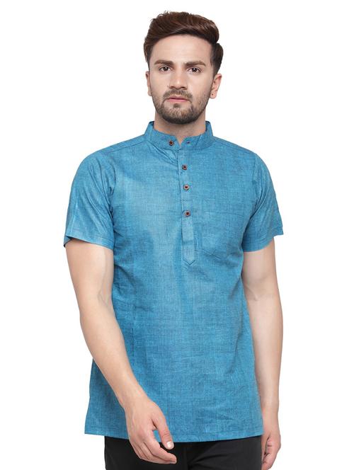 mandarin neck solid short kurta - 19814455 -  Standard Image - 0