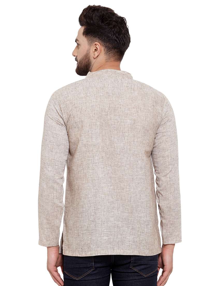 mandarin neck solid short kurta - 19814485 -  Standard Image - 2