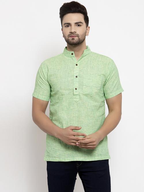 mandarin neck solid short kurta - 19814491 -  Standard Image - 0