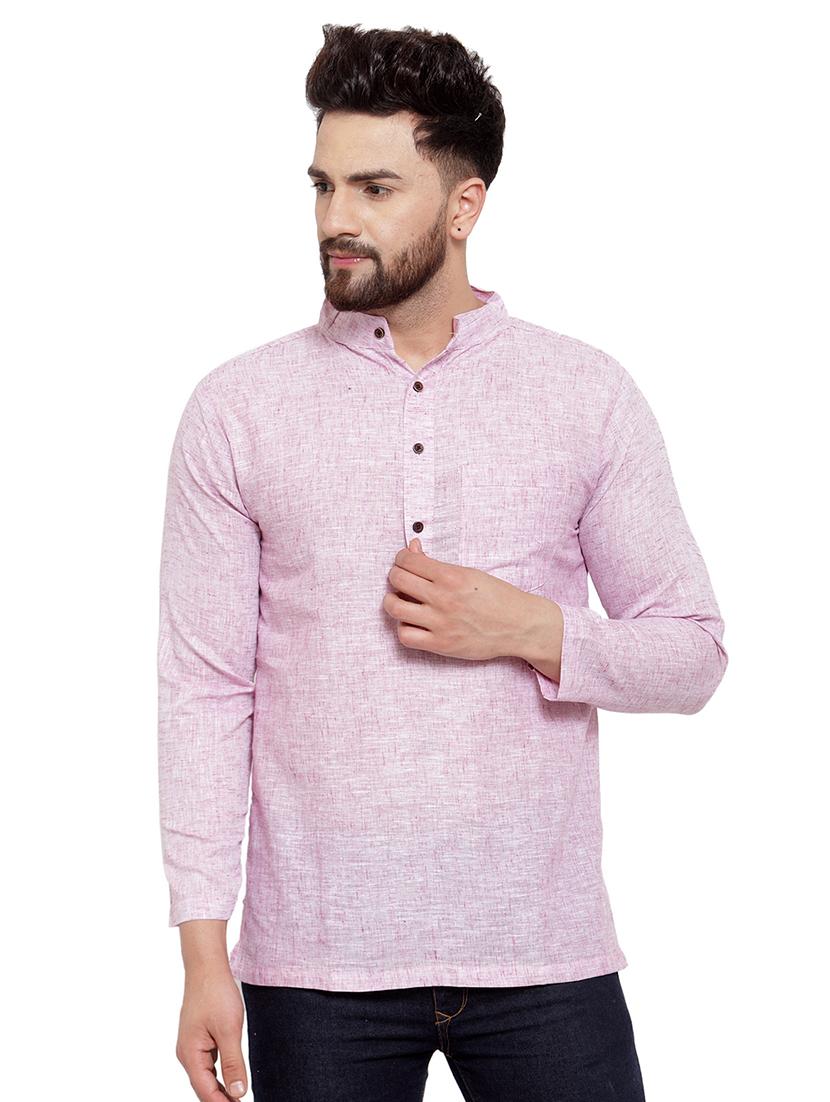 mandarin neck solid short kurta - 19814492 - Zoom Image - 0