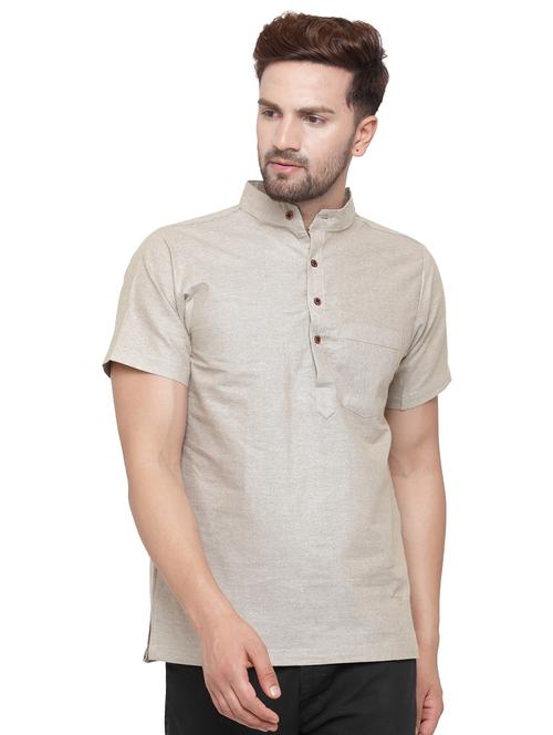 mandarin neck solid short kurta - 19814493 - Standard Image - 0