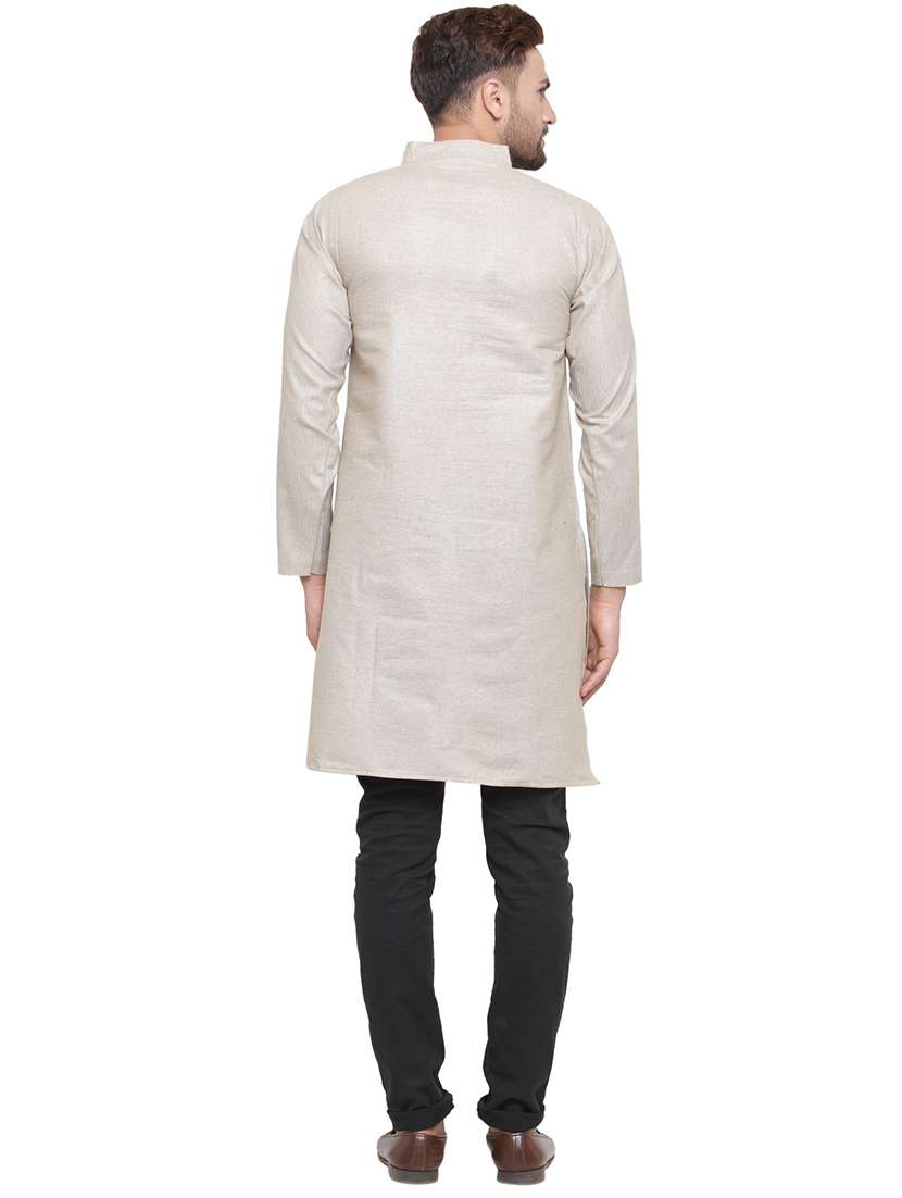 mandarin neck solid kurta - 19814496 -  Standard Image - 2