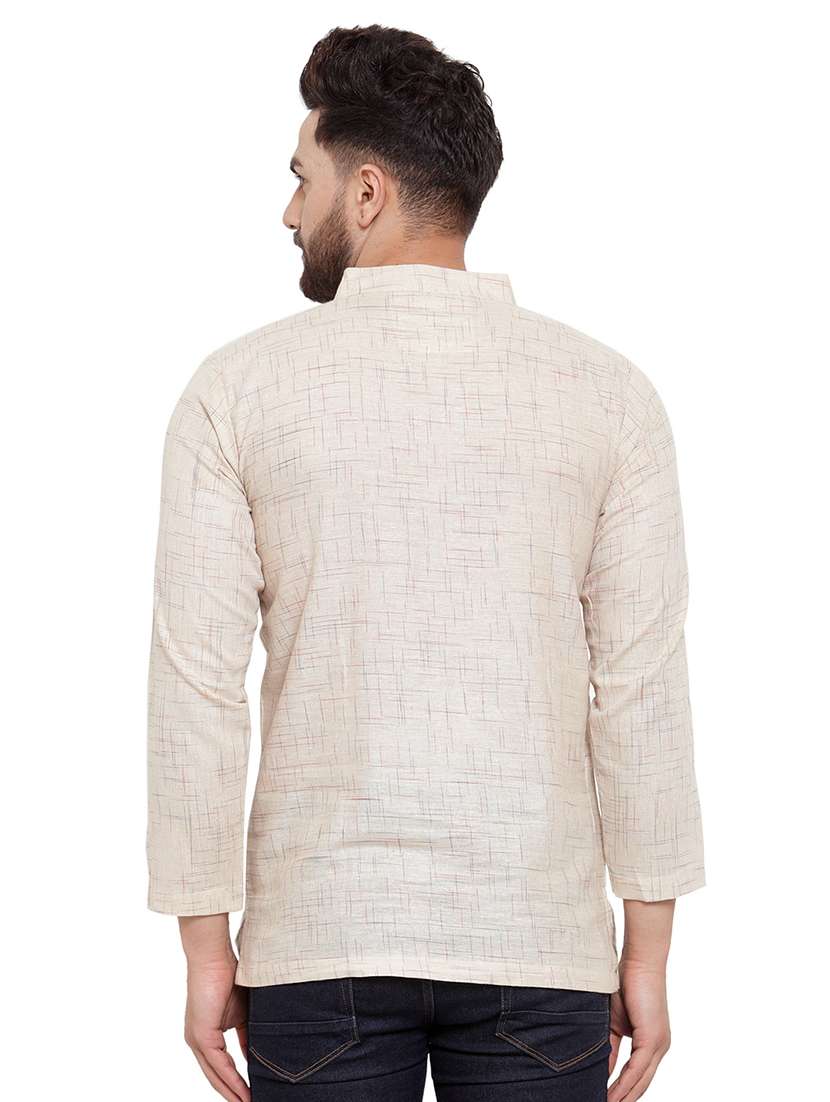 mandarin neck solid short kurta - 19814510 -  Standard Image - 2