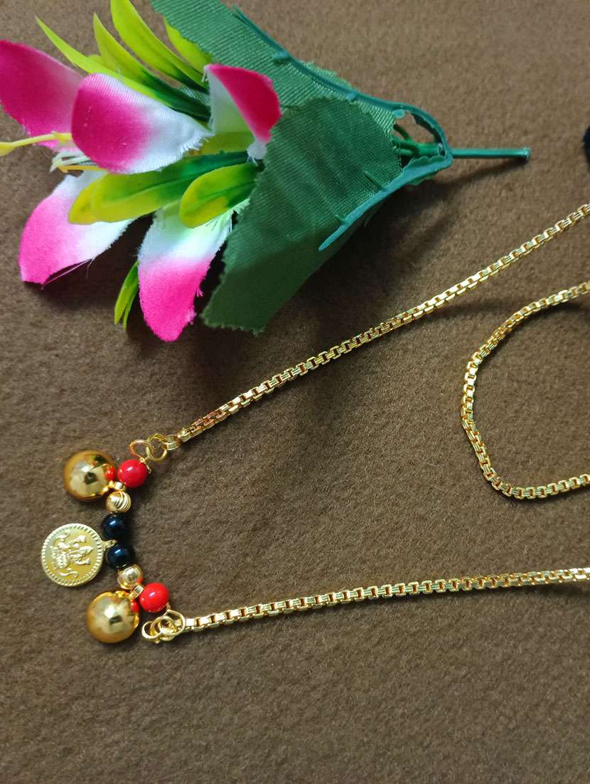 beads detailed gold plated mangalsutra - 19814758 -  Standard Image - 2