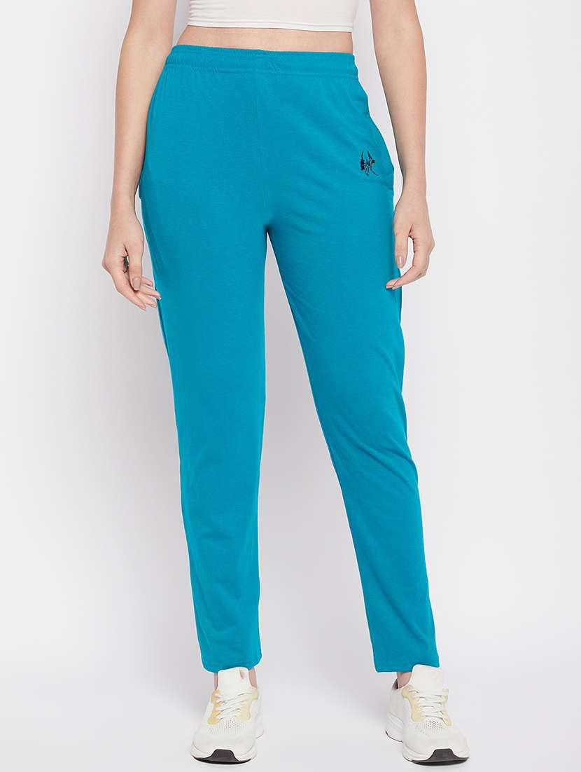 blue solid track pant