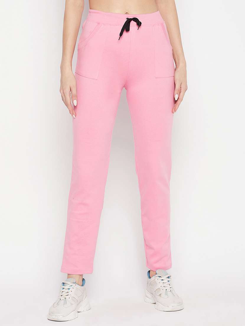 pink solid track pant
