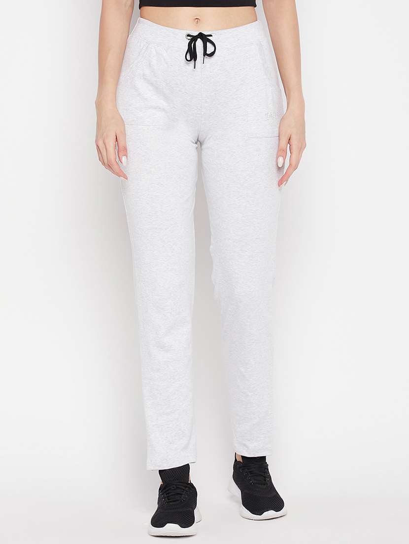 white solid track pant