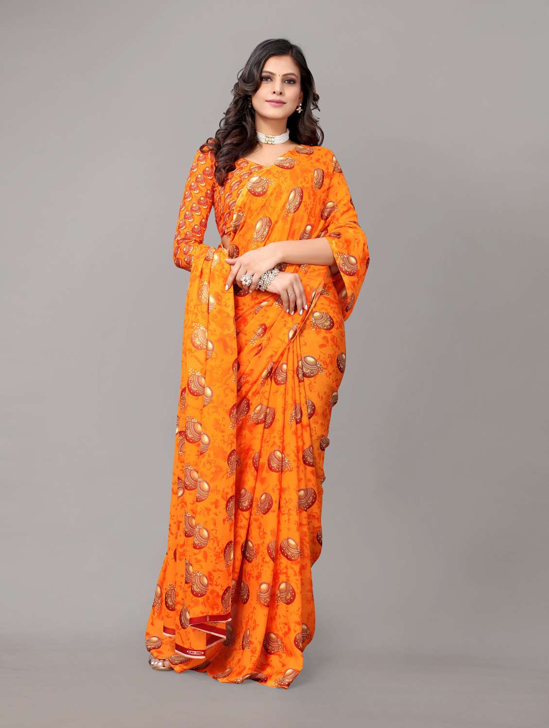 pack of 2 printed woven saree - 19814955 -  Standard Image - 2