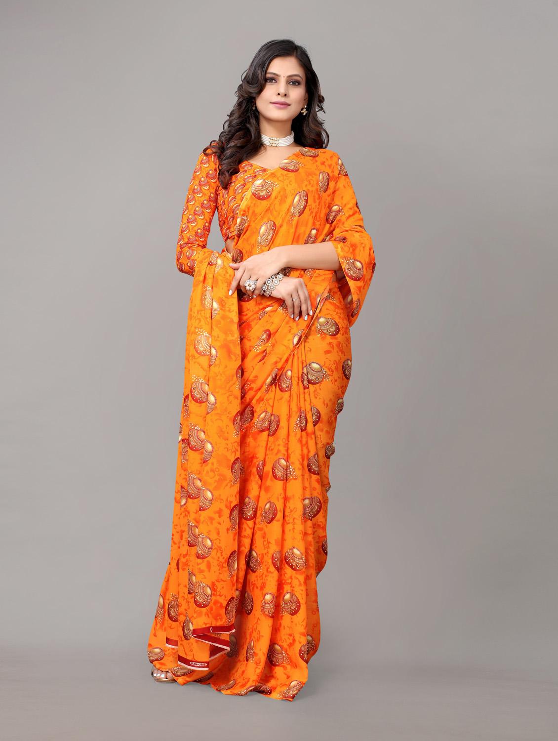 pack of 2 printed woven saree with blouse - 19814958 - Standard Image - 2