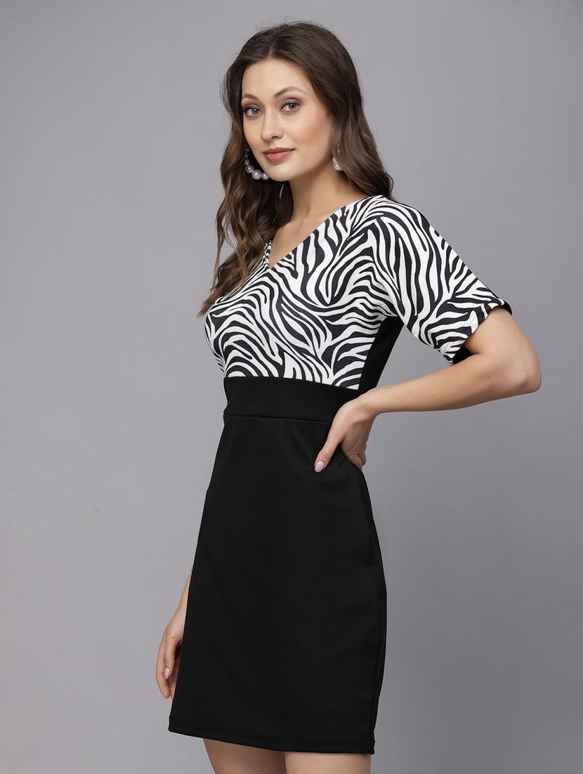 v neck animal printed bodycon dress - 19815016 - Standard Image - 2