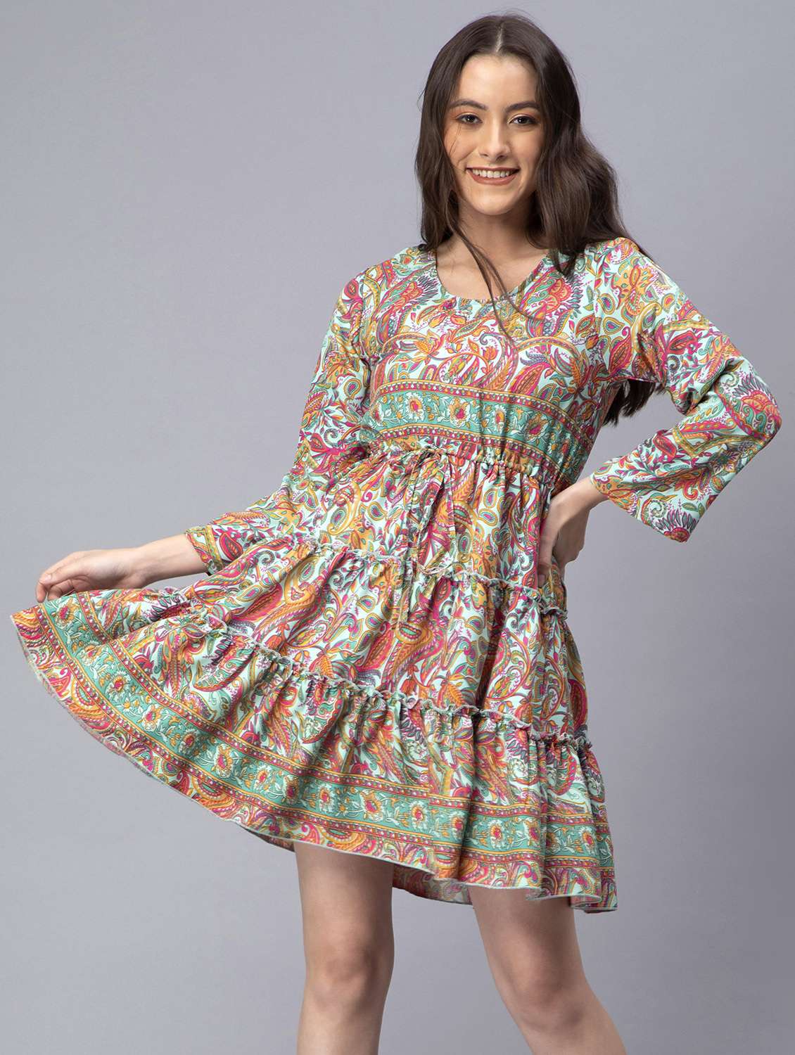 women's tiered dress paisley dress - 19815090 - Zoom Image - 0