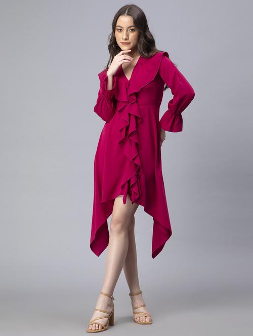 women's ruffle solid dress - 19815099 - Standard Image - 0