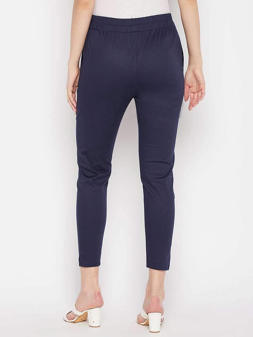 navy blue solid mid rise trouser - 19815142 -  Standard Image - 2