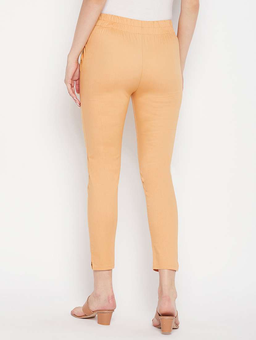 peach solid mid rise trouser - 19815145 -  Standard Image - 2