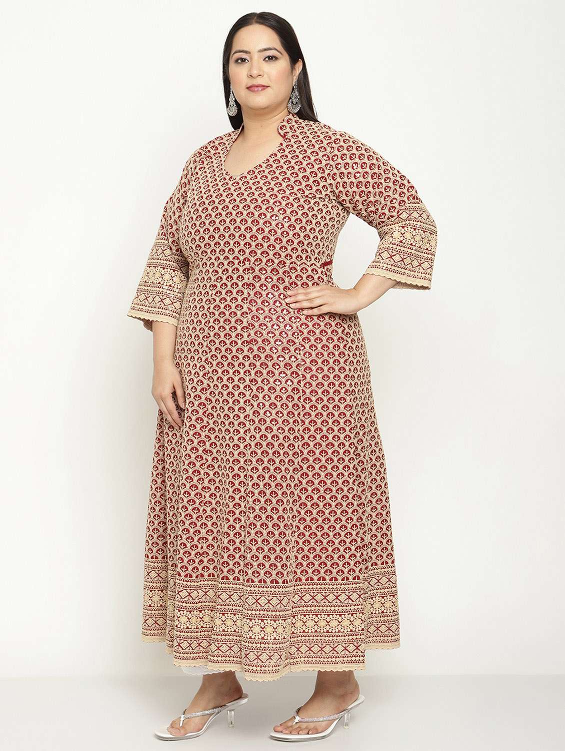 sweetheart neck floral anarkali kurta - 19815322 -  Standard Image - 2