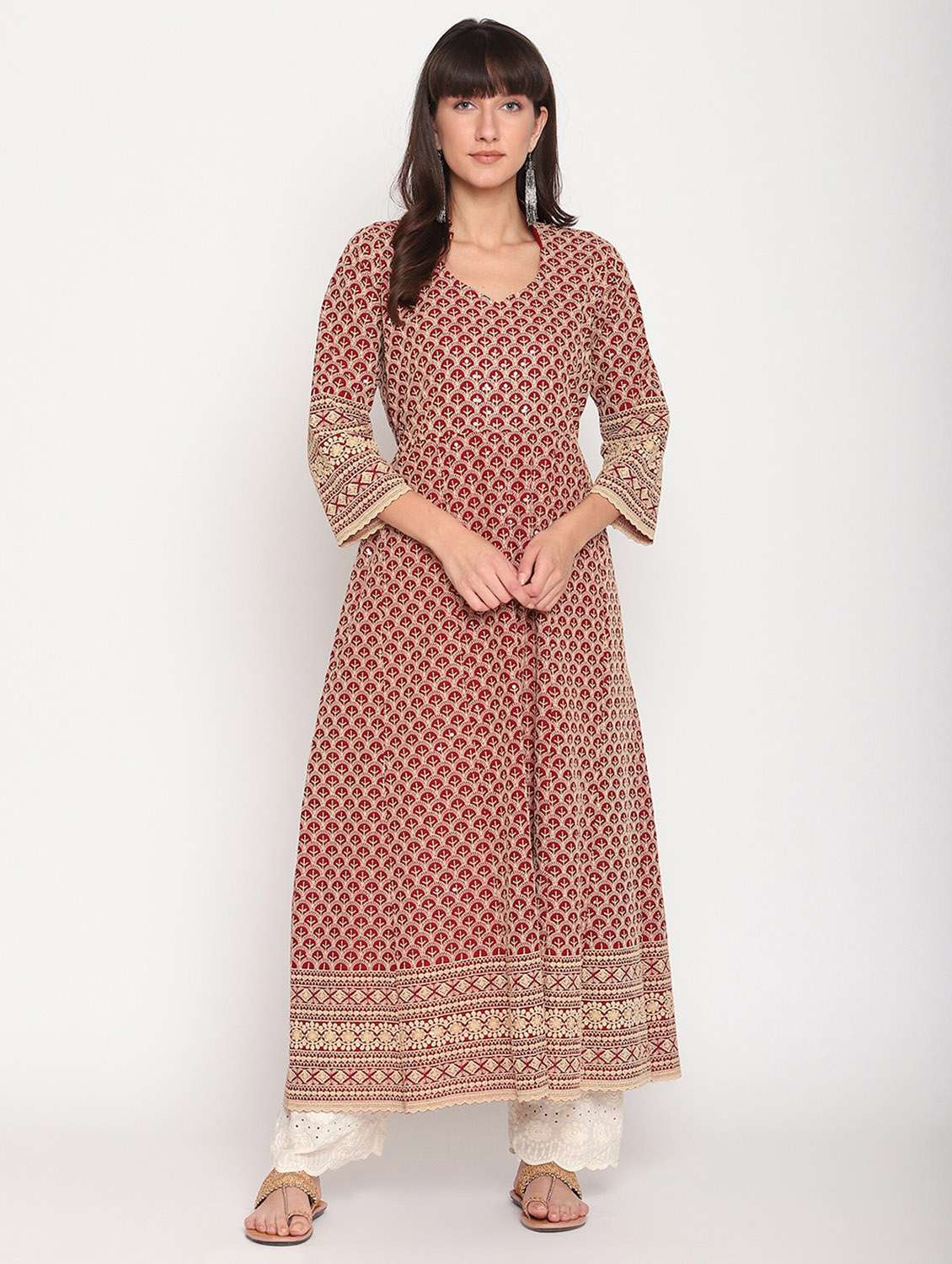 sweetheart neck floral anarkali kurta - 19815367 - Standard Image - 2