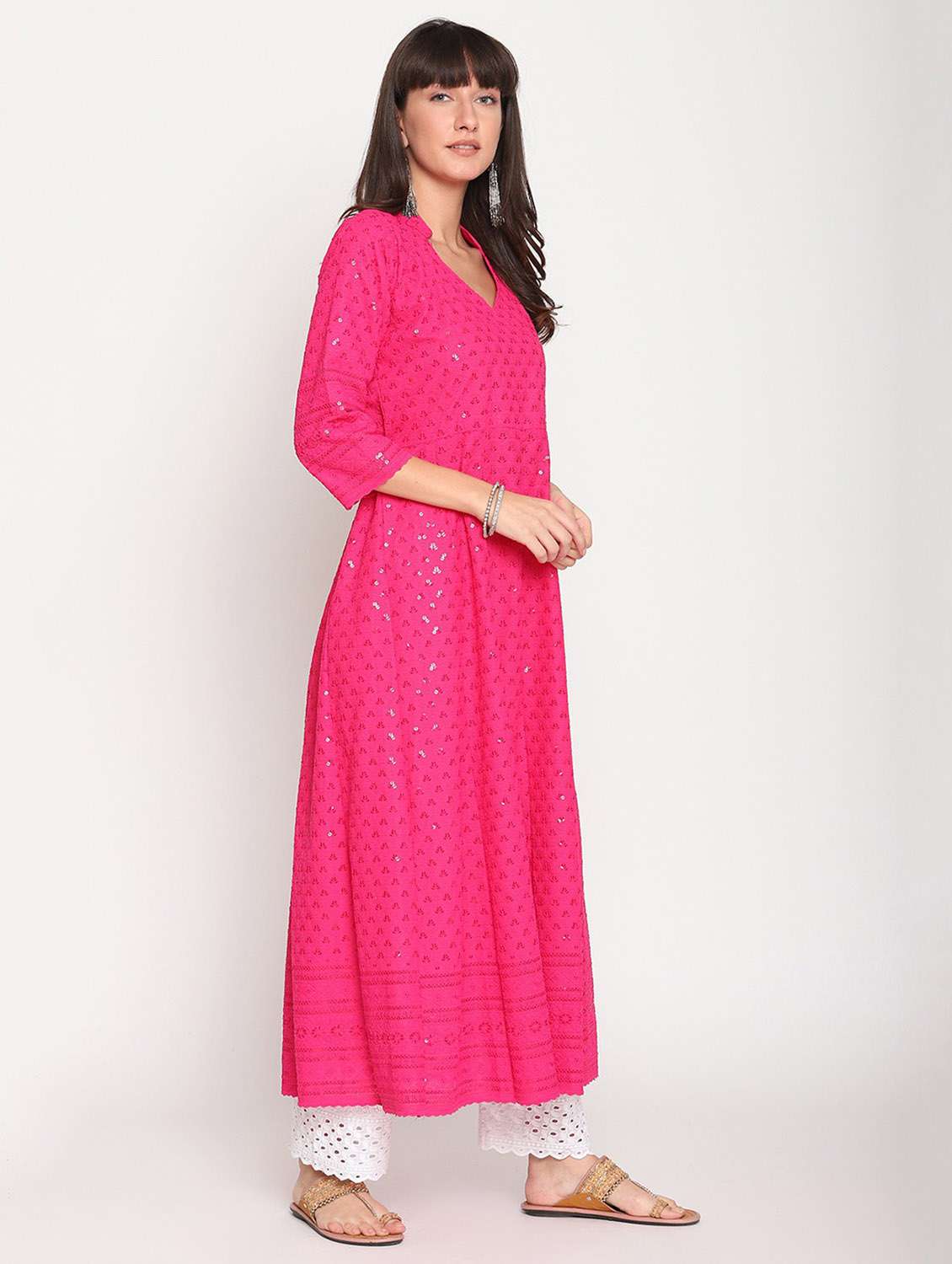 sweetheart neck floral flared kurta - 19815379 - Standard Image - 2