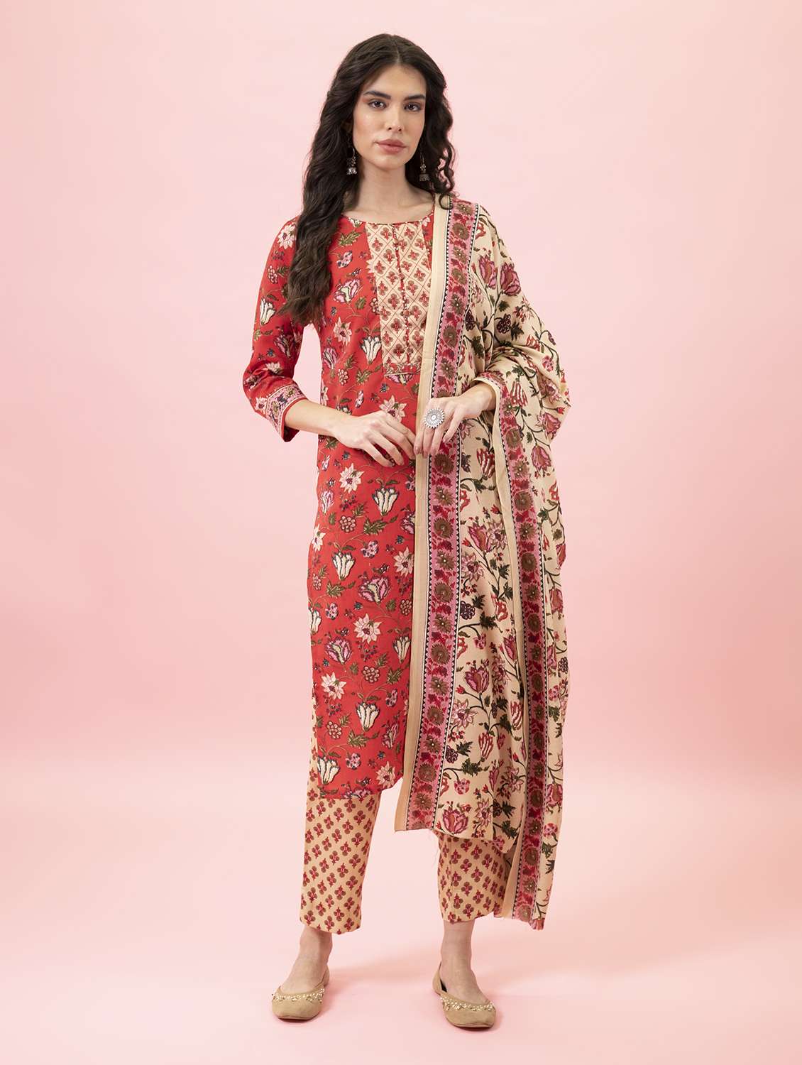 printed kurta pant set with dupatta  