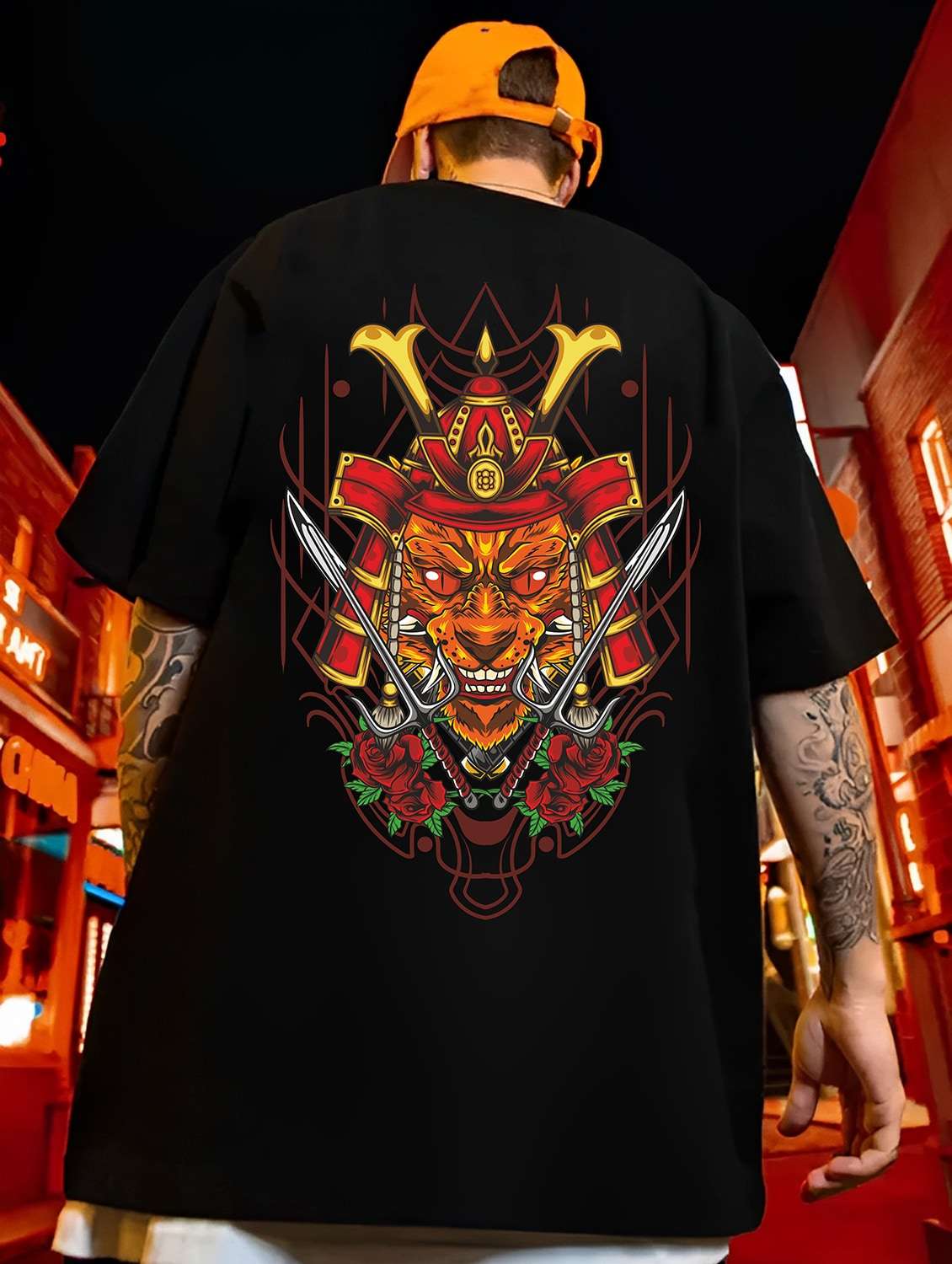 men black oversized back print t-shirt