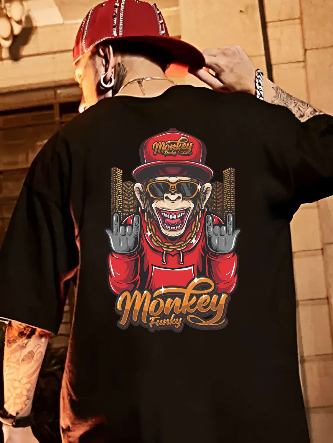 men black oversized front & back printed t-shirt