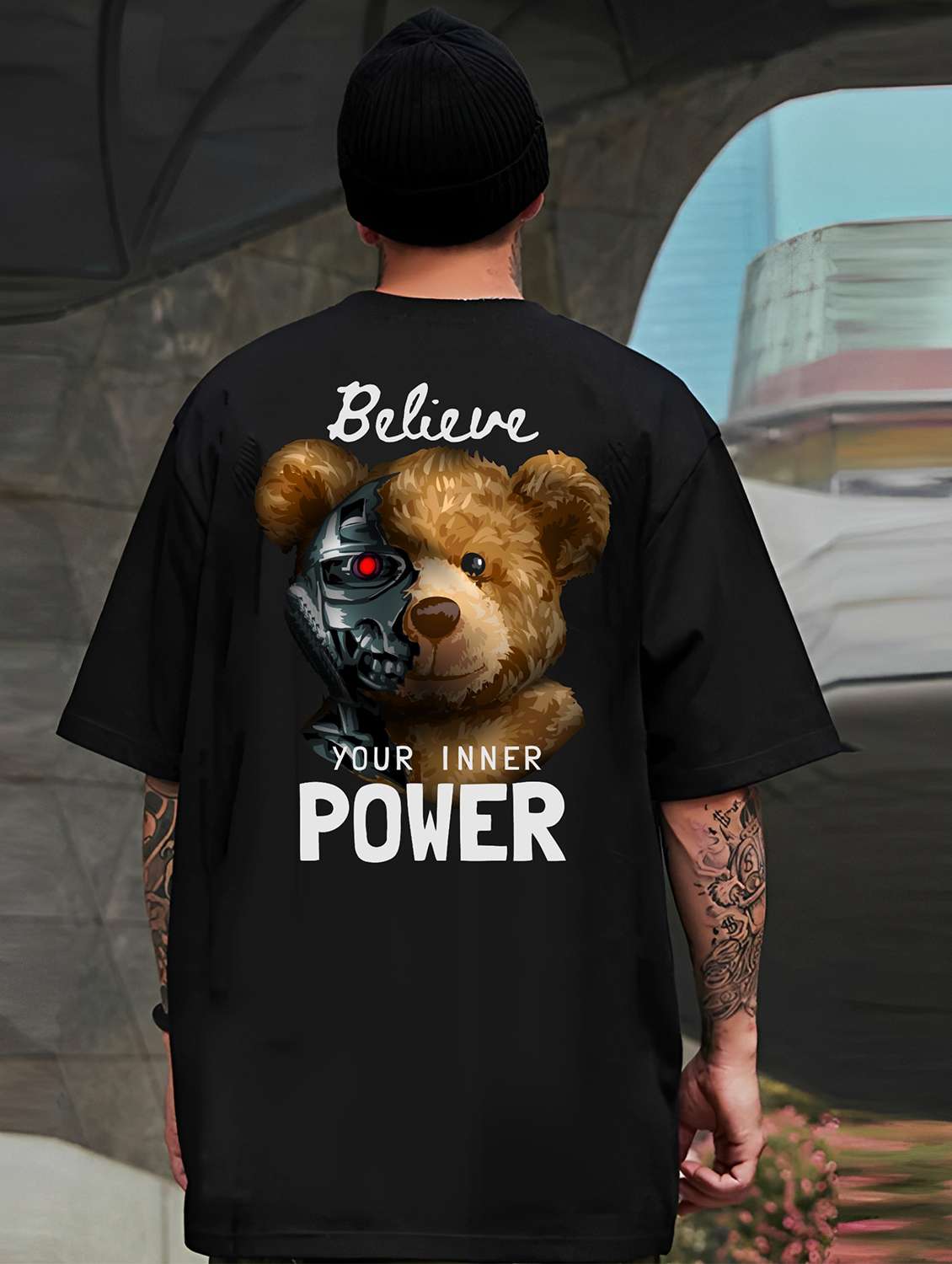 men black oversized front & back printed t-shirt