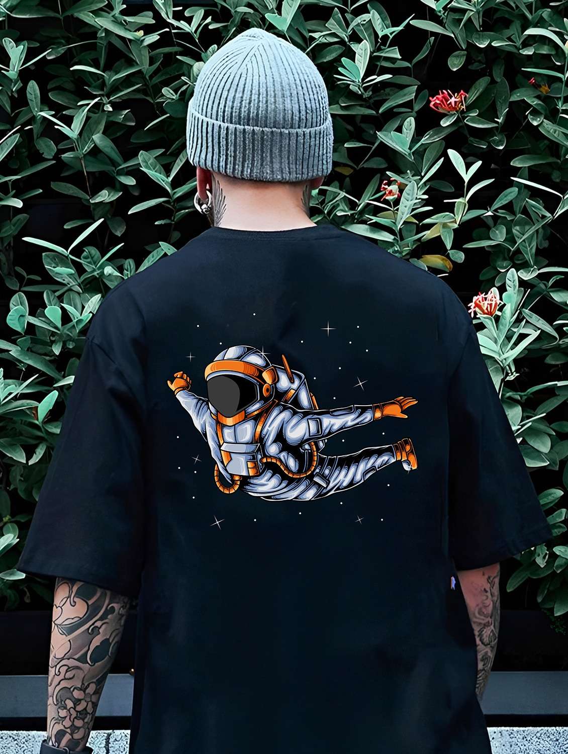 crew neck back print t-shirt