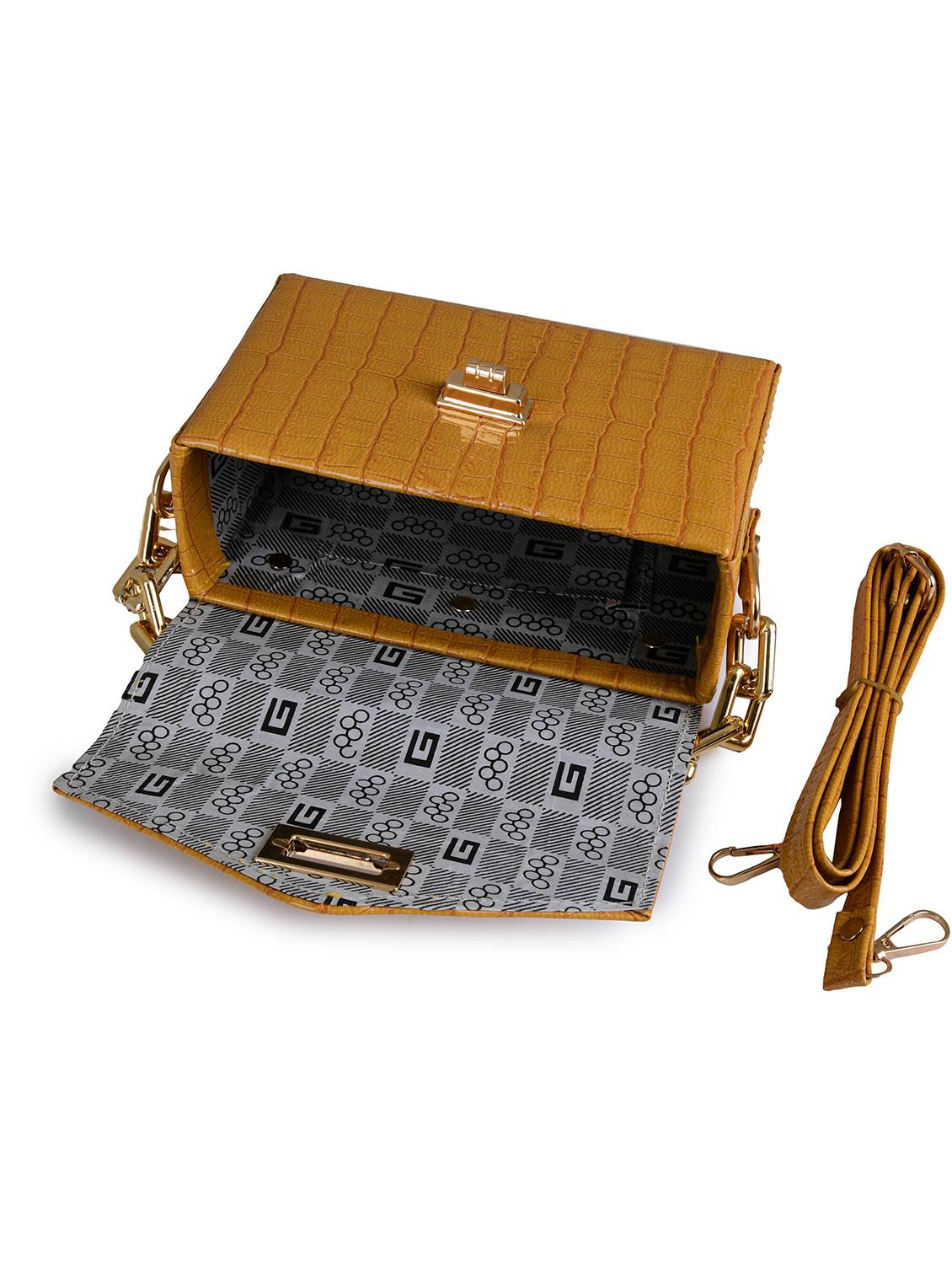 yellow leatherette (pu) sling bag - 19820044 - Standard Image - 2