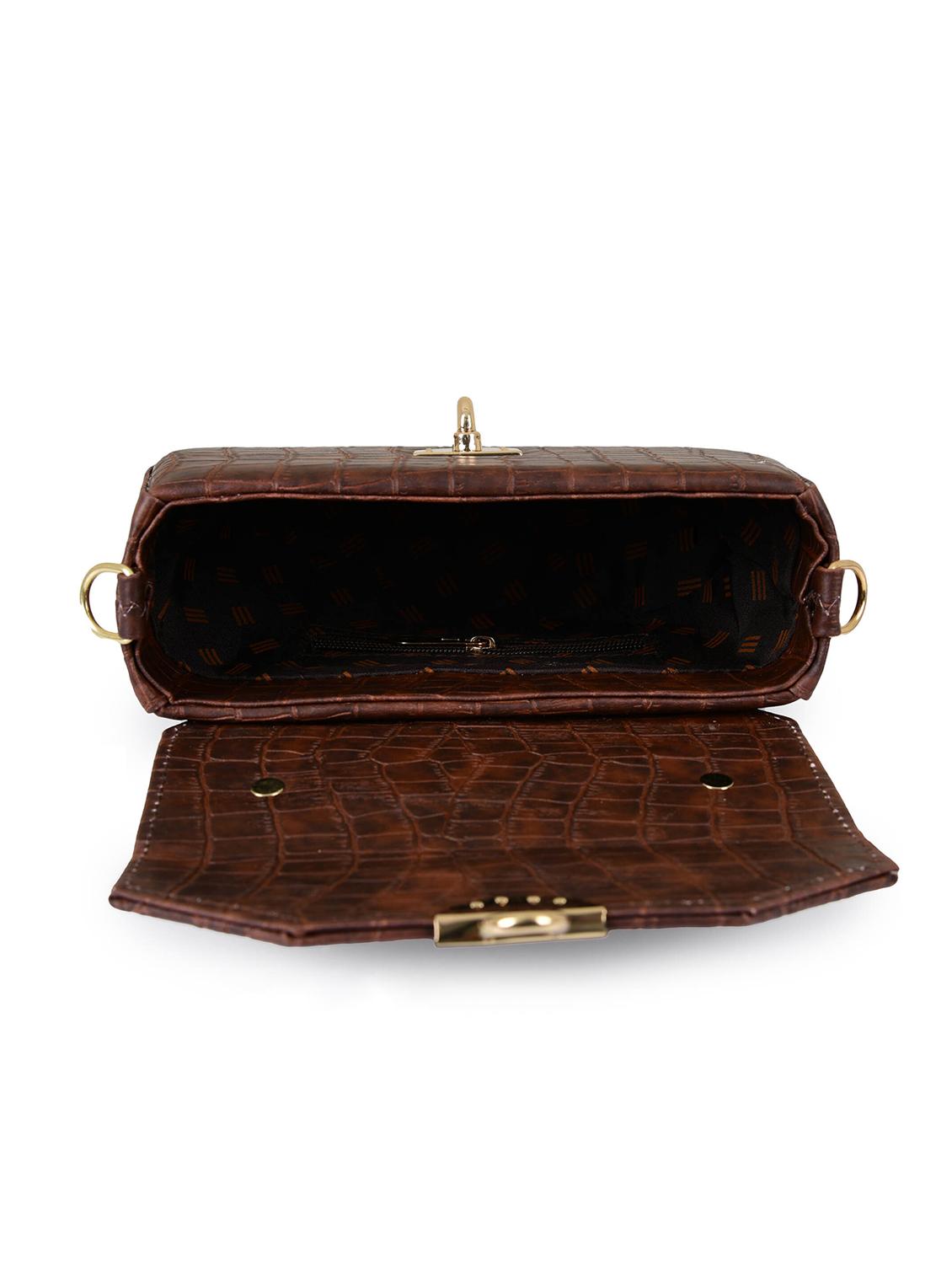 brown leatherette (pu) sling bag - 19820070 - Standard Image - 2