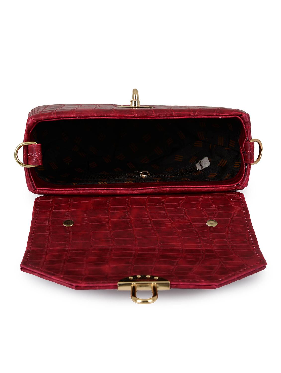 maroon leatherette (pu) sling bag - 19820074 - Standard Image - 2