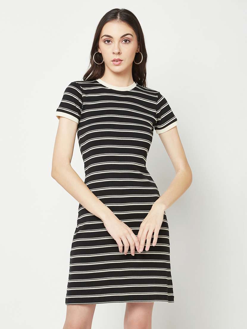 black striped cotton dress