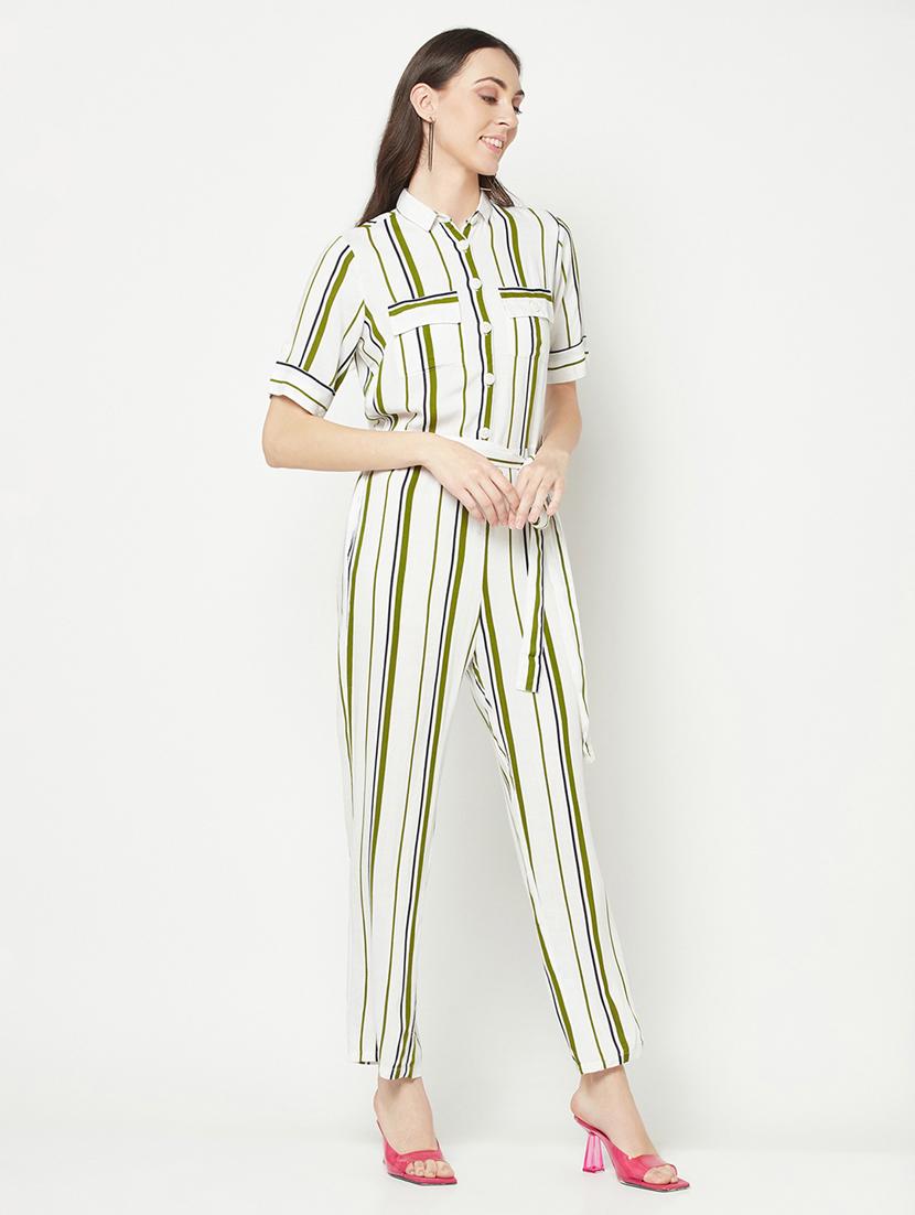 olive viscose full leg jumpsuit - 19820190 - Standard Image - 2