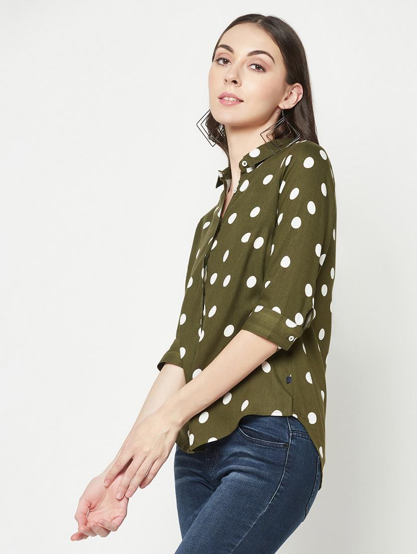 olive viscose regular shirt - 19820219 - Standard Image - 2