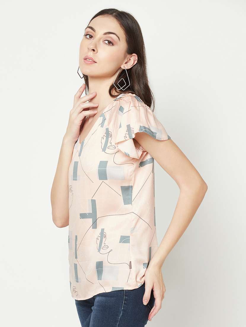 women's straight v neck top - 19820225 -  Standard Image - 2