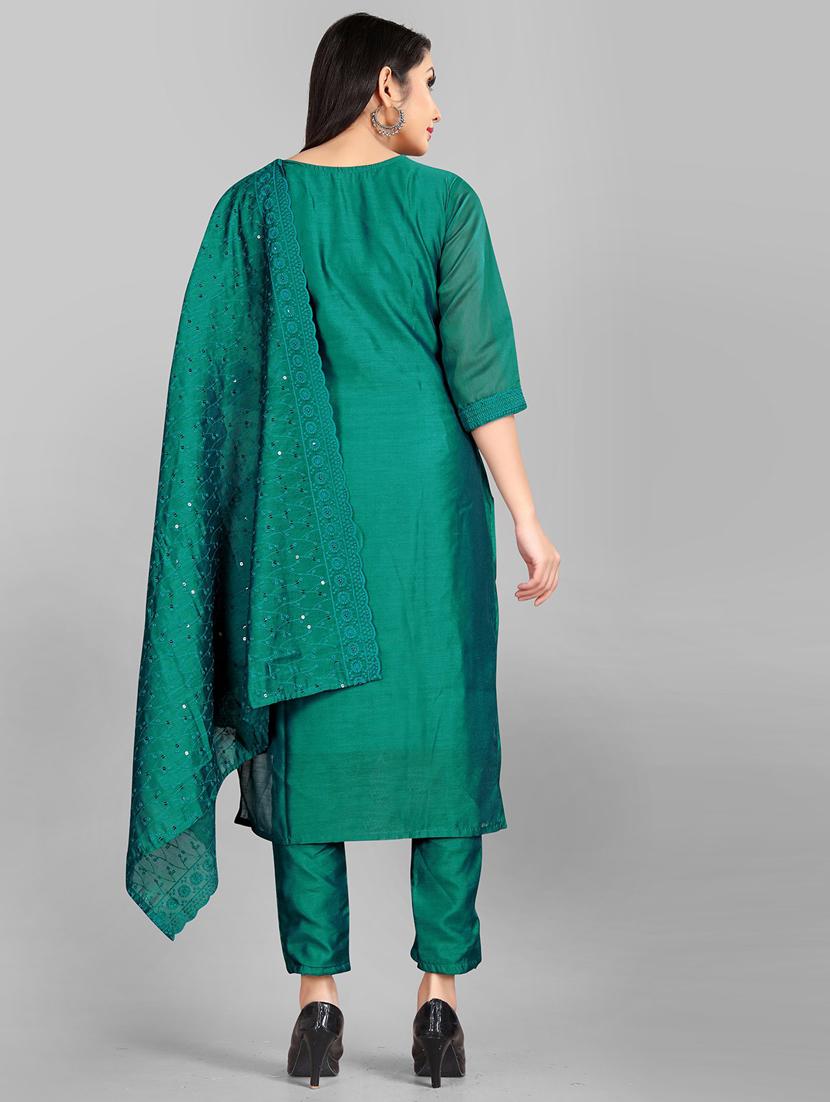 teal embroidered suit set - 19825384 - Standard Image - 2