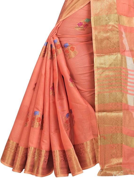 peach self design woven saree - 19825650 - Standard Image - 2