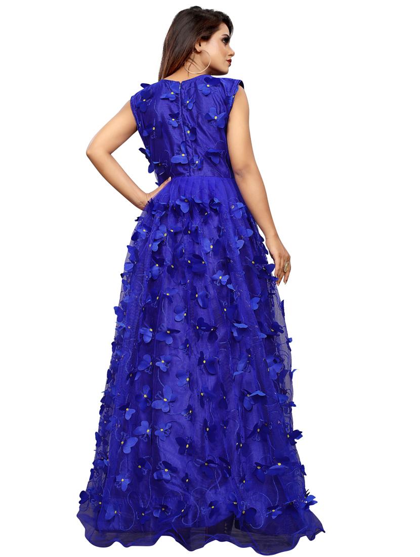 blue embellished fit & flare gown - 19826114 - Standard Image - 2