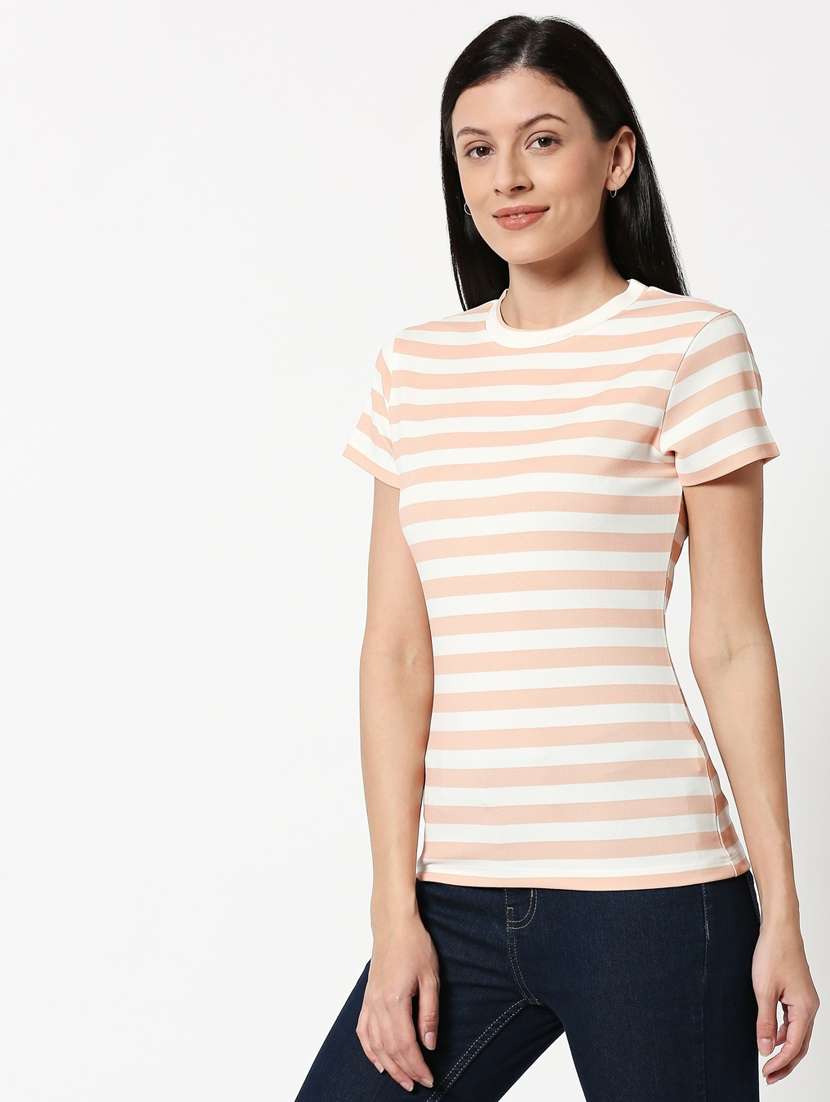 round neck striped regular tee - 19826186 - Standard Image - 2