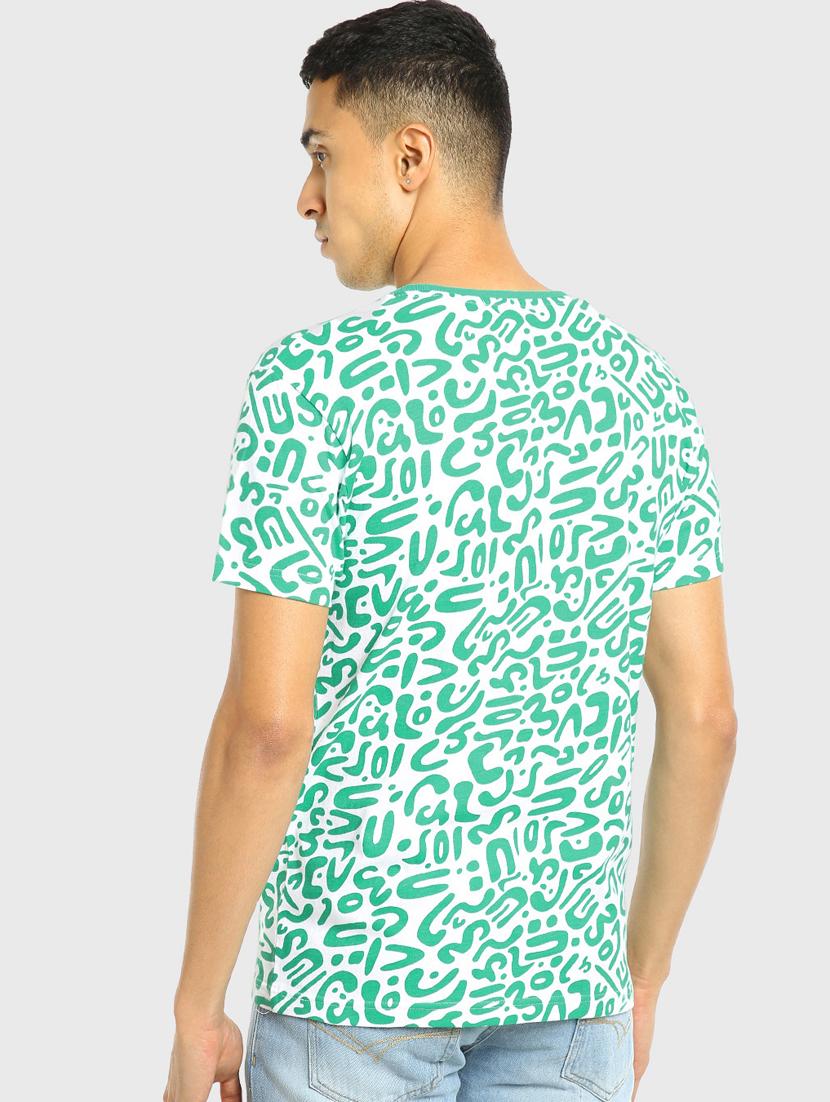 green half sleeve all over print round neck t-shirt - 19826878 - Standard Image - 2