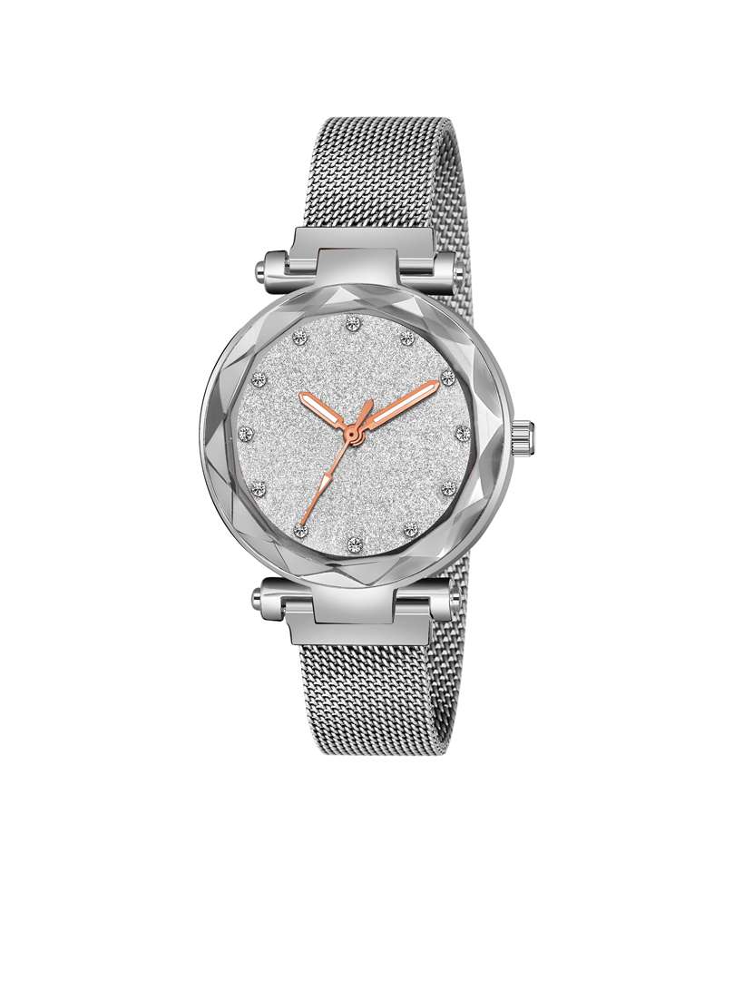 magnetic mesh strap analog watch 