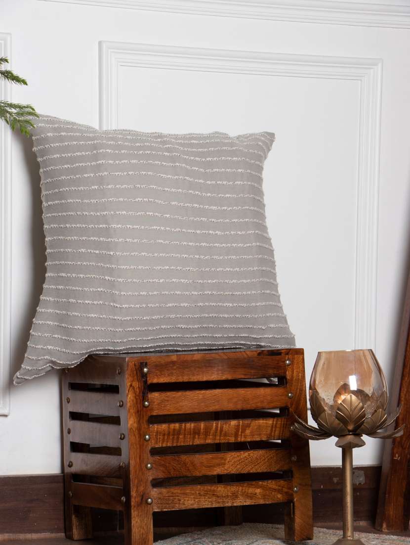 grey cotton knit cushion cover