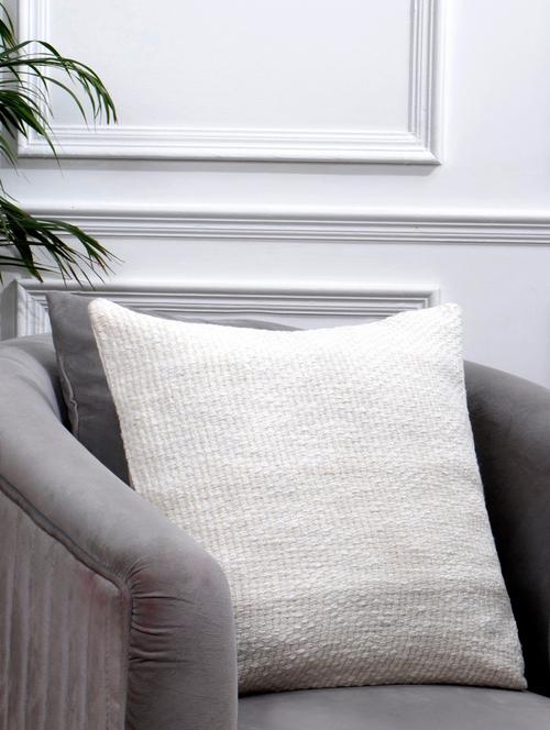 white cotton two tone basket weave pattern cushion cover - 19831171 - Standard Image - 0