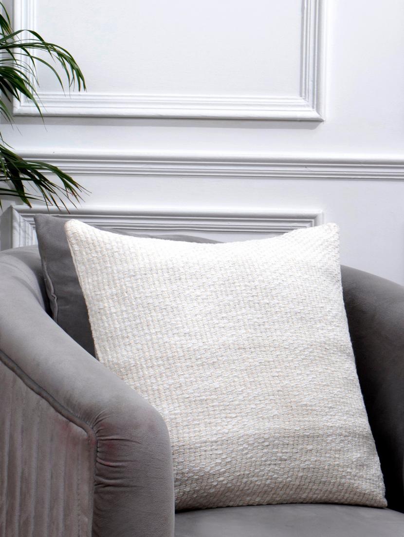 white cotton two tone basket weave pattern cushion cover - 19831171 - Zoom Image - 0
