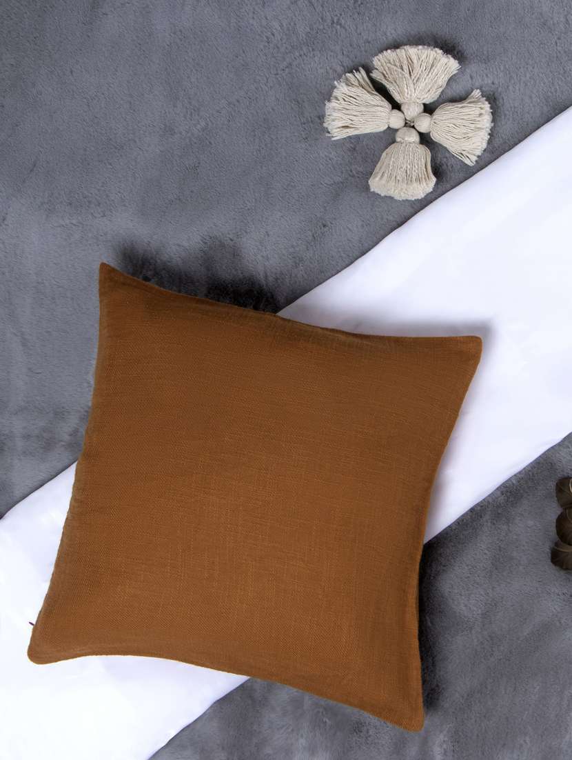 brown cotton slub cushion cover