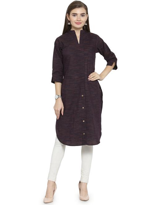 purple solid straight kurta - 19832248 - Standard Image - 0