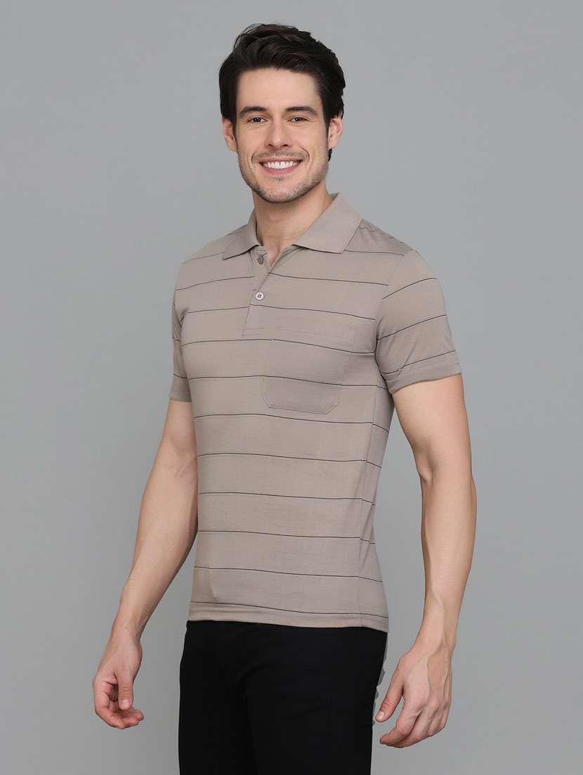 men striped cotton polo t-shirt - 19833909 - Standard Image - 2