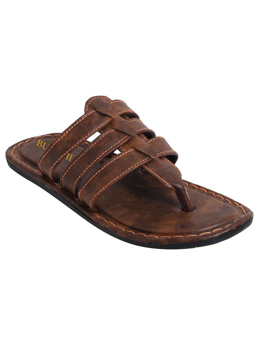 brown solid slip on sandal