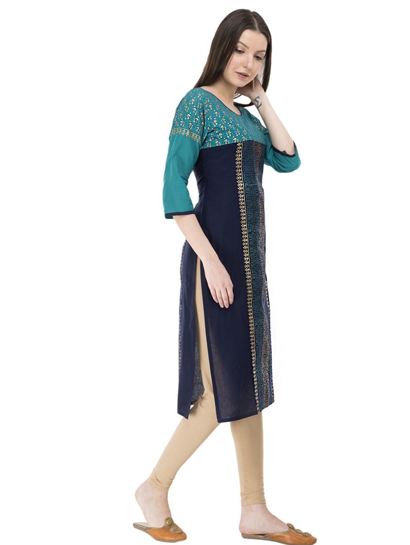 round neck self design straight kurta - 19839215 - Standard Image - 2