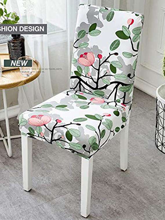 pack of 4 white printed chair cover